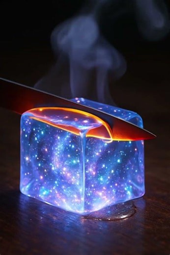 cutting ice with knife