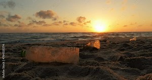 Plastic pollution and environmental problem concept.
