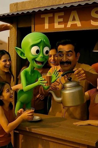 Alien Comedy Cartoon | Space Alien Wants Tea | Alien on Earth Funny Story #funny #viral #shorts