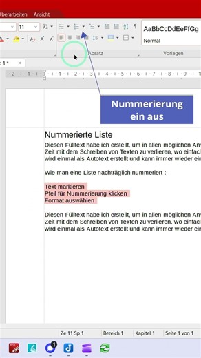 How to Add Numbers to a List in TextMaker