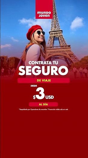 Mundo Joven Travel Insurance. Up to $3 USD A DAY #travelinsurance #insurance