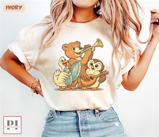 Little Bear Band Comfort Colors® Shirt, Vintage Woodland Animal Music Tee, Bear Duck Owl Graphic, Cute Cottagecore Gift Shirt - Etsy