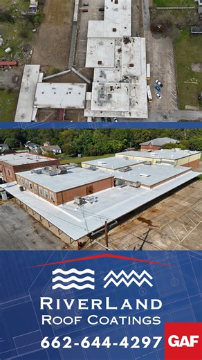 Big changes in just a few seconds 👀✨ Our roof coating projects are helping building owners avoid tear-offs, stop leaks, and extend roof life—without shutting down operations. If your roof is aging, a coating might be the upgrade you didn’t know you needed. Call is to see what it could do for your building! | RiverLand Roofing