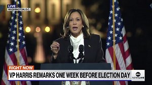 20K views · 969 reactions | "Good evening, America." Kamala Harris begins her "closing argument" speech at the Ellipse in Washington, D.C. "One week from today, you will have the chance to make a decision that directly impacts your life, the life of your family and the future of this country we love." Follow live updates: https://trib.al/ckn46sU | ABC News Politics | Facebook