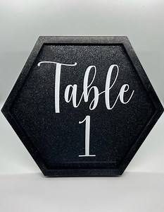 Hexagon Table Number With Stand - Etsy