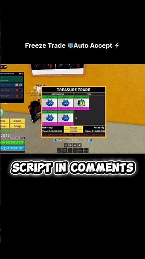 Bloxfruit script Freeze trade auto accept (PASTEBIN) KEYLESS