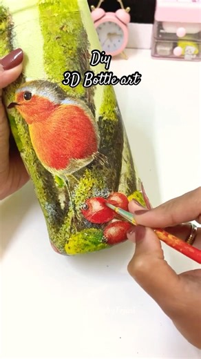 Diy 3d bottle art! #bottleart #diy #decoupage #shorts