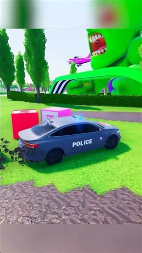 POLICE CAR ON MUD ROAD part2 #shorts #fs22 #farmingsimulator22 #beamngdrive #fyp #automobile