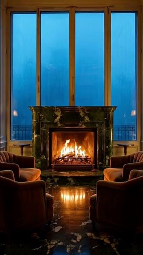 Luxury Hotel Lobby Ambience: Warm Fireplace & Smooth Jazz Piano for Sleep/Study