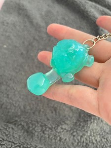 Turtle Handmade Epoxy Resin Keyring, Phone Stand, Blue Green Shimmer - Etsy