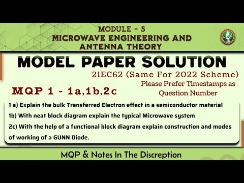 MQP 1 1a,1b,2c Explained Model Paper Solution Module 1 Microwave | 7th Sem ECE 2022 VTU