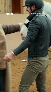What an entrance 😍 #AlisonHammond #LukeEvans #AlisonHammondsBigWeekend #BareMinimum #KnightInShiningArmour #Romance #Impressed #Horse #Equestrian Alison spends her big weekend with Welsh actor Luke Evans. She’s impressed with his equestrian arrival... | BBC