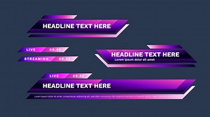 Purple lower third pack with modern colorful vector video headline title or television news bar | Premium Vector