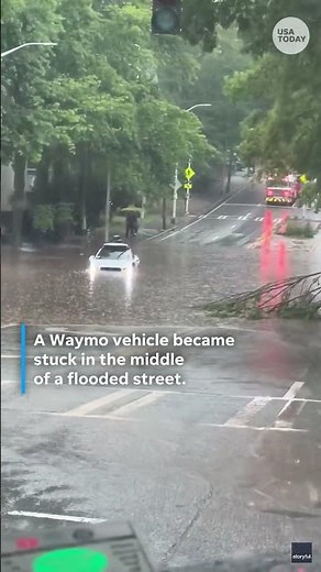 Driverless vehicle stranded after driving through floodwaters