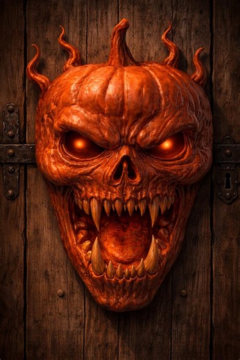 Demonic Skull Wall Mount STL File | Horror Door Decor 3D Print | Gothic Monster Skull Digital Download | Halloween Wall Hanging STL