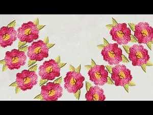 Twisted Chain and Pollin knot Stitch combination Embroidery Neckline Embroidery