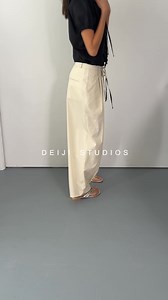 The turn pant in off white organic cotton, also available in black. Shop new arrivals. | Deiji studios