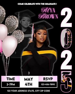Graduation Flyer, Graduation Party Flyer, Graduation Invitation Flyer, Grad Announcement Flyer Class of 2025, Graduation Send Off Flyer