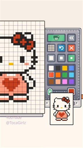 Easy Hello Kitty pixel art tutorial in Toca Boca 🎀 #tocaboca #hellokitty #tocagirlz
