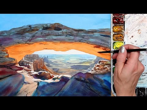 Capturing the Golden Glow: Watercolor Landscape from Canyonlands