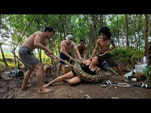 Giant Python Attack? Funny Jungle Adventure as Rescue Team Saves Girl from Snake Cave