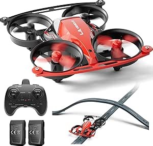 Drones for Kids 8-12, Mini Indoor Drone with 24 Piece Track Set, 2 in 1 RC Quadcopter & Flying Car with Jump Fly, Land Mode, LED Light, 360 Flip,2 Batteries,Altitude Hold,Gift Toys for Boys Beginners