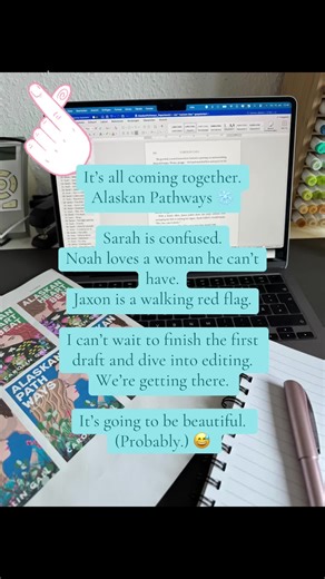 Somehow, against all odds, it’s all starting to make sense. Alaskan Pathways — book two in the Takaani Creek series — is slowly turning into an actual book and not just 47 open plot threads and emotional damage. Sarah is trying her best. Noah is still very much a slow burn. Jaxon… well. 🚩 I’m so close to finishing the first draft, and then I get to do my favourite thing: editing. Cutting, fixing, crying a little, and making it all hurt beautifully. We’re getting there. It’s going to be beautifu