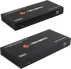 J-Tech Digital Long Range HDMI Extender Over Cat6 150m/492ft HDBaseT 4K60Hz 18Gbps Extender PoC, Bi-Directional IR, Supports Dolby Digital, DTS, with EDID, CEC, RS-232 Passthrough [JTECH-UHDT150]