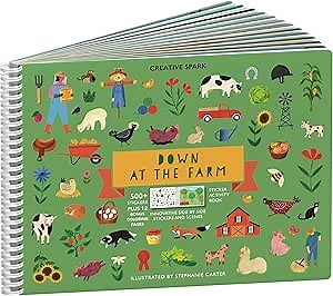 Cupkin Farm Animal Sticker Book Activity for Kids, Toddler Airplane Travel Essentials, 500+ Horse Stickers for Kids + 12 Scenes + 12 Coloring Book Pages, Cow Lover Children's Gift, Crafts Ages 2-8