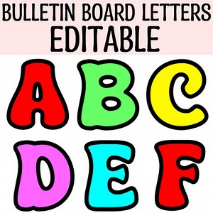 Printable Colorful Bulletin Board Letters, Editable Large Neon Alphabet Letters