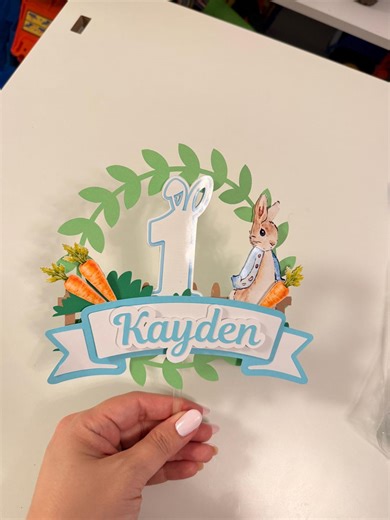 Peter Rabbit 3D Cake Topper, Personalized Name and Age, First Birthday Theme - Etsy