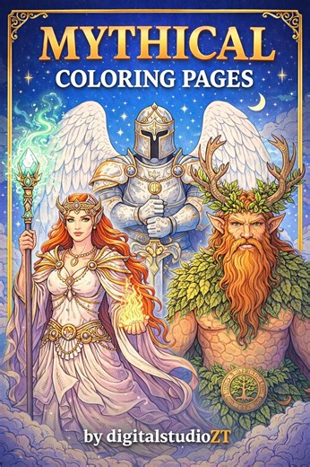 30 Myth Coloring Book for Adults, Fantasy & Symbolic Coloring Pages Printable PDF, Relaxing Mindful Coloring Book, Meditative Line Art - Etsy