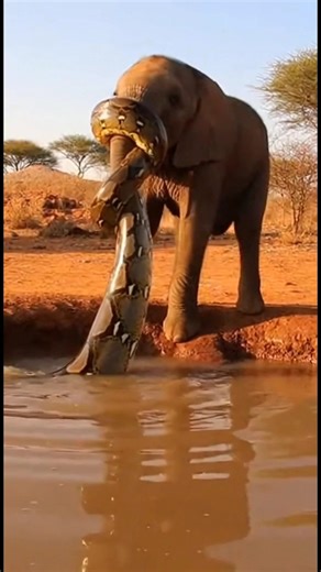 Did a Giant Snake Just WRAP Around This Elephant’s Trunk?! 😱🐘🐍