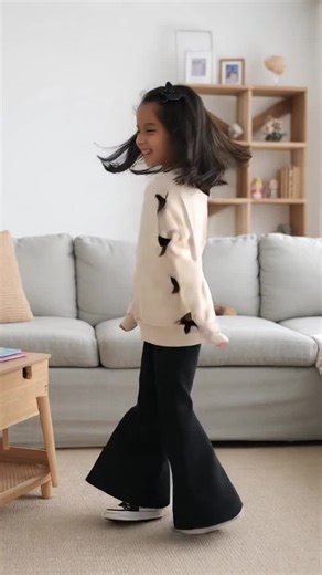 Teen Girls' Bow Sweatshirt & Slim Fit Bell Bottoms Set, Casual Fall Winter, Comfortable Daily Wear, Perfect Gift Idea #kidsstyles #tracksuitset #outfitideasforgirls #kpopkidswear #kidsvalentinesoutfit #girlssweater #littlefashionista #cuteoutfitsforschool #tracksuitsets #kidssweaters