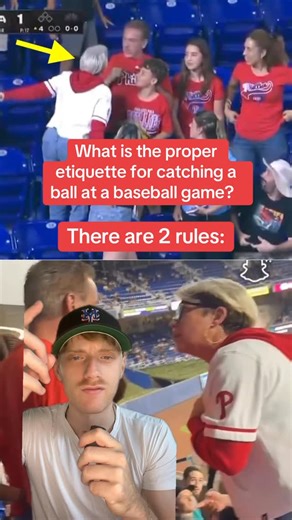 Kest on Instagram: "What is the proper etiquette for catching a ball at a baseball game? This woman at the Phillies Marlins game didn’t follow either of the 2 rules. 😭⚾️ #baseball #mlb #karen #phillies #sports #baseballseason #marlins #mlbbaseball #shame #storytelling #story #philadelphiaphillies #homerun #catch"