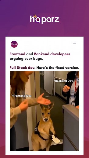 When the bug war gets heated between frontend and backend devs... 🦘Full Stack Dev: “Calm down, I already fixed it.” 😎 . Multitasking never looked this adorable. #developerlife . . . . . . . [Frontend Developer, Backend Developer, Full Stack Developer, Debugging, Software Development, Bug Fixing, Tech Humor, Developer Meme] #FrontendDev #BackendDev #FullStackDev #DeveloperHumor #CodingLife #TechMeme #BugFix #SoftwareEngineer #RelatableCoding #HaparzTech | Haparz