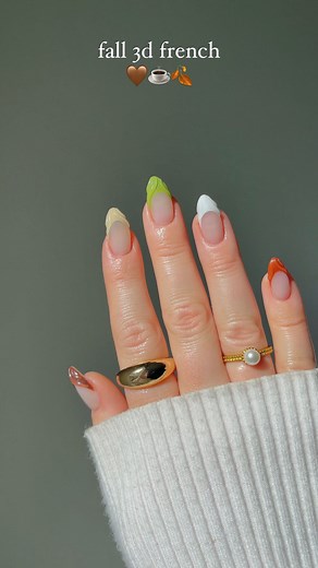 Katie Davis on Instagram: "fall transition nail inspo 🍂☕️ Comment link and I’ll send you the links to everything I used to create this look. ✉️ Inspo from the lovely @nailsbyalsn 🫶🏼 All the gels I used are from @gelcare.official code KATIESNAILS for your discount ☁️ Nude BB Cream 💗 Coffee ☕️ Blonded 👢 Matcha 🍵 French Alps ☁️ Girl Scout 🤎 3D gel from @beetlesgelpolish linked on my amazon sf 🤎 Top Gel High Gloss from @americancreator.tm code katiesnails for your discount 🤍 (best top coat 