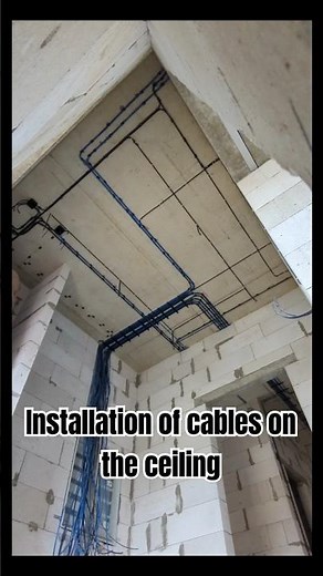 Installation of cables on the ceiling