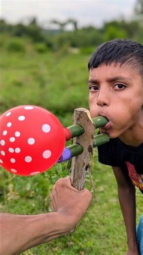 Unique Balloon Inflating Idea Made from Palm Branch