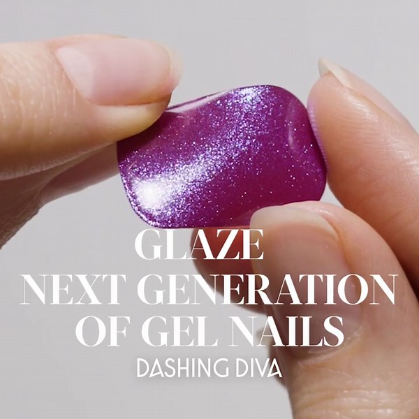 Dashing Diva GLAZE, Starter Kit, Semi-Cured Gel Nail Polish Strips, Powder Pink, Includes 32 Strips and LED Lamp