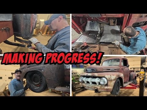 Reversing wheels, patching rust and building floors on a Bagged 1948 Merc pickup!