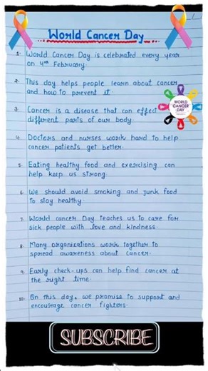 10 Lines on World Cancer Day in English | World Cancer Day Speech & Essay | 4 February