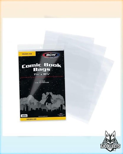 BCW Golden Age Comic Bags - 100 ct | Crystal Clear Acid-Free Protection Polypropylene Sleeves | C...