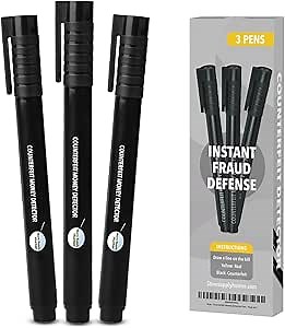 Counterfeit Money Detector Pen, 3 Fake Money Checker Marker, Counterfeit Bill Detector Pen, Reliable Money Checker Pen