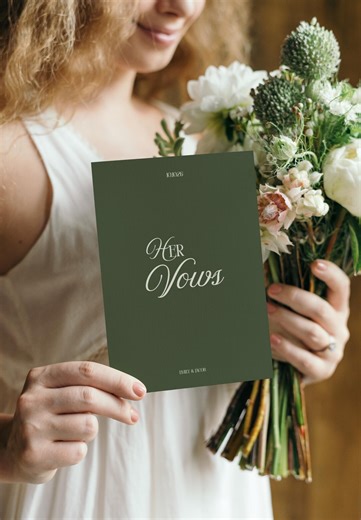 His and Her Vows | Elegant Green Wedding Vows | Script Vow Cards | Editable Wedding Vow Template Canva - Etsy