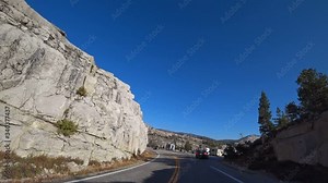 Driving on route 395, near mono lake and lee vining, in California, USA.