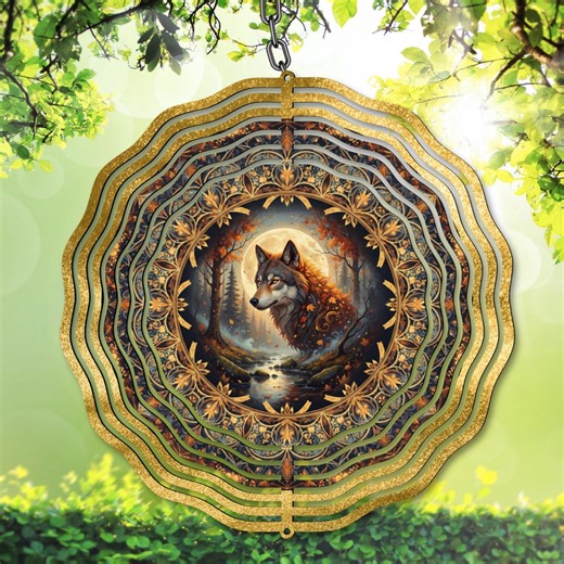 Wolf Wind Spinner PNG, Forest Wolf Sublimation Design, Nature Lover Gift PNG Garden Spinner Template, Moon Yard Decor (digital Download) - Etsy