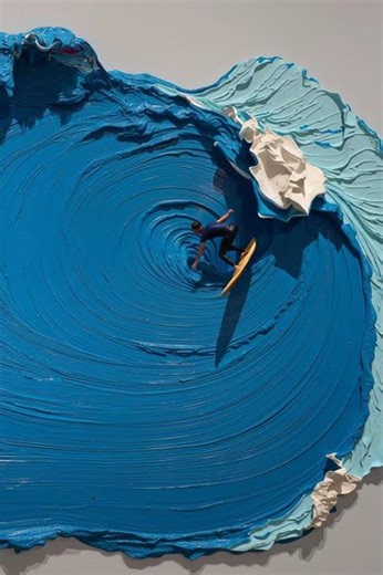 Surfing a Giant Paint Wave! 🎨 Incredible 3D Impasto Art Sculpture