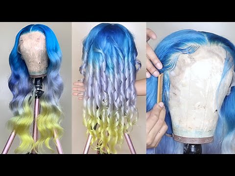 How To Ombré Hair EASY | TRI COLOR OMBRE TUTORIAL for Beginners | Blue, Silver & Yellow