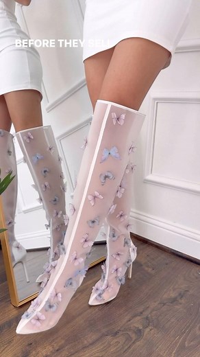 The Prettiest 12-Hour Shoes on Instagram: "Bootin’ up the same vibes, but now with an extra flutter! 🦋✨ Our Avery Butterfly Boots got a makeover, and it’s all thanks to YOUR amazing feedback! We heard you loud and clear – zippers to the back for that sleek, irresistible charm. Say hello to the revamped Avery, because your style matters! 🌟💖 📣 Size 9.5 and 10 are available! Secure your limited-time pre-orders⏰ Grab them before they're gone! 🦋 . . . #bellabelle #weddingshoes #boots #butterflie